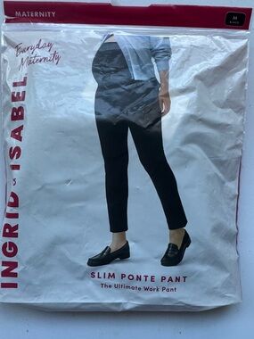 Ingrid & Isabel Black Ankle Slim Ponte Maternity Jeans